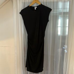 &Other Stories Cupro Blend Ruched Dress in Size Small Black